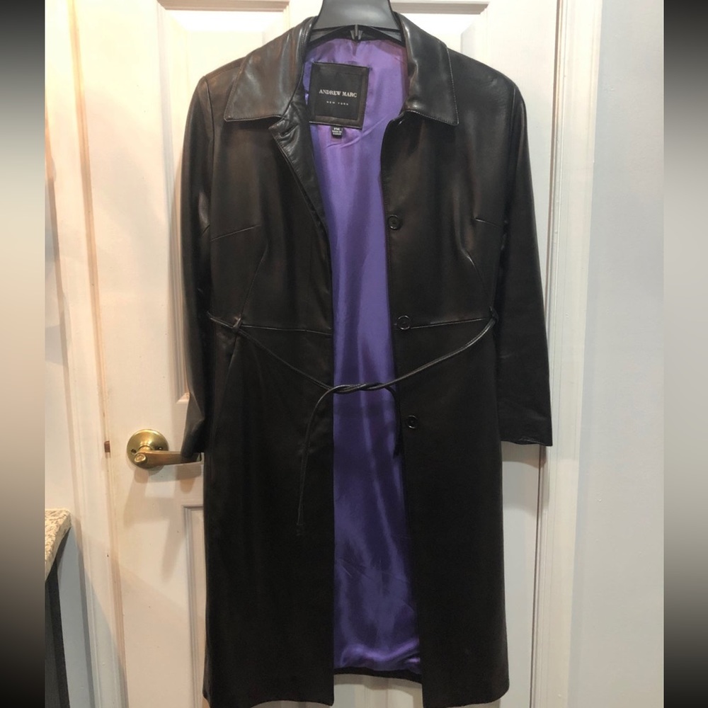 leather trench coat, Andrew Marc New York. petite medium